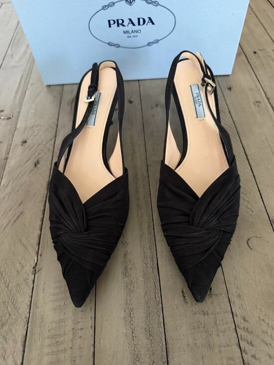 Prada Shoes - PRADA SLINGBACK PUMPS SHOES POINTED BLACK SIZE 41 11